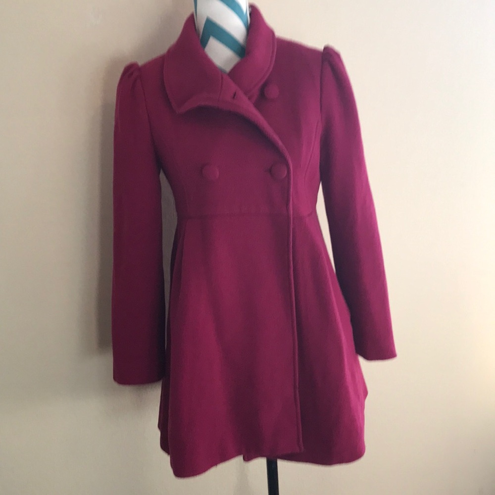 Dark pink pea coat